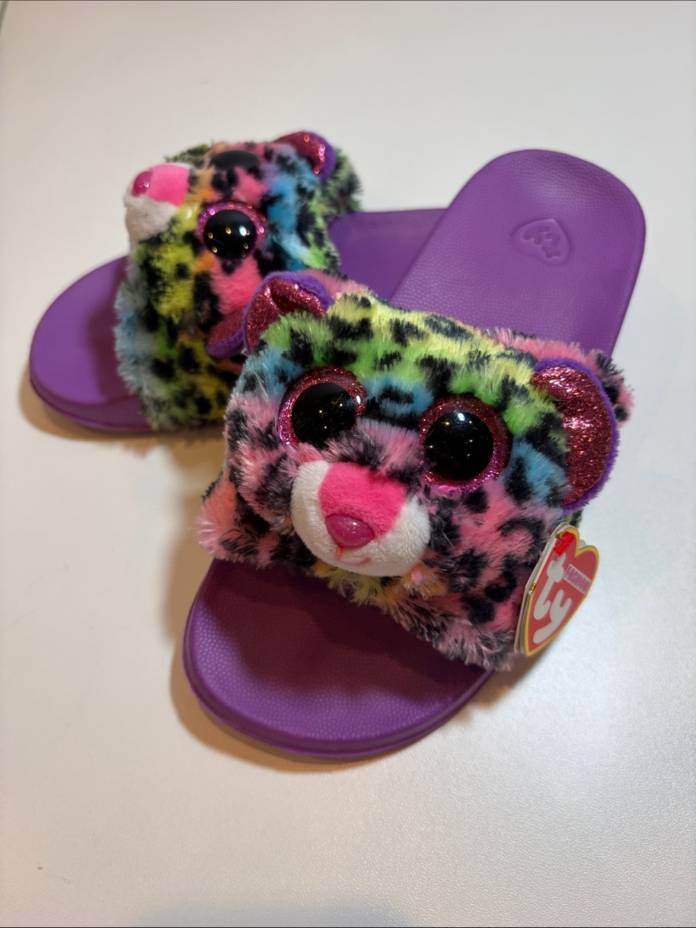 Ty Dotty Leopard Girls Slide Sandals Slippers – Size 1-3 – NWT